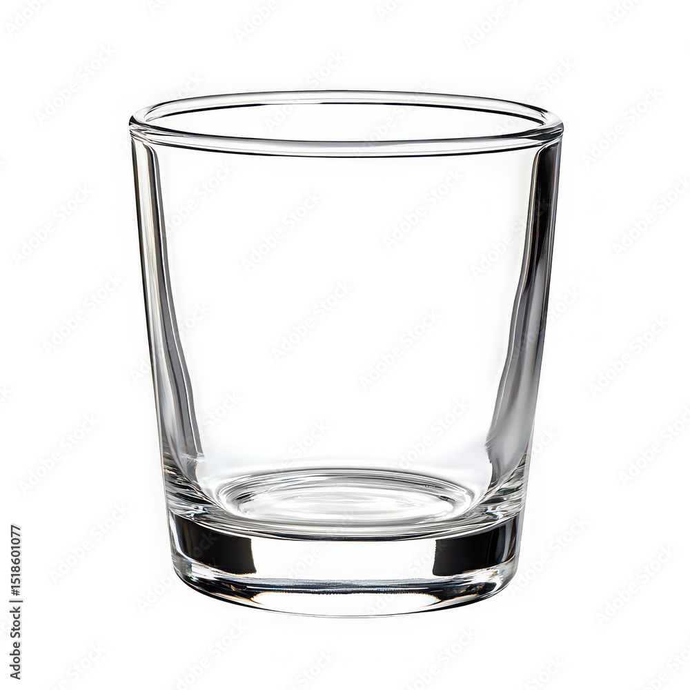 Poster a clear glass tumbler with a thick base isolated on a black background in a studio setting view on t