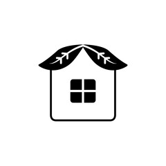 leaf house icon, simple flat style, vector illustration symbol sign logo template pictogram, for ui or ux isolated on white for mobile app, editable
