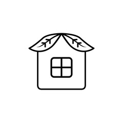 leaf house icon, simple flat style, vector illustration symbol sign logo template pictogram, for ui or ux isolated on white for mobile app, editable