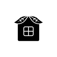 leaf house icon, simple flat style, vector illustration symbol sign logo template pictogram, for ui or ux isolated on white for mobile app, editable