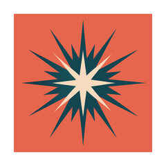 Fototapeta premium Abstract starburst design coral teal geometric pattern