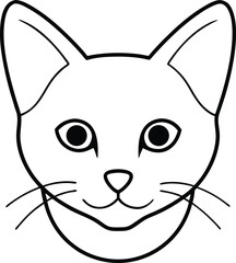 Siamese cat head icon line art vector illustration on transparent background
