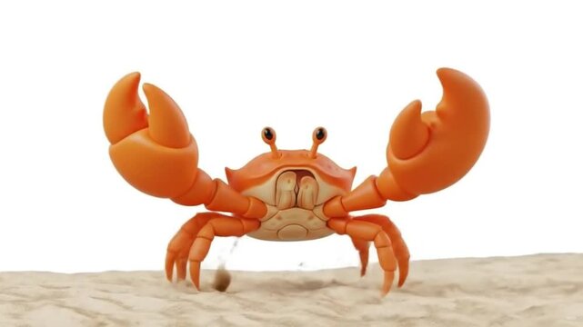 Orange crab with large claws and detailed shell
