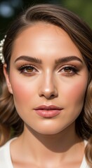 Fototapeta premium Stunning Bridal Makeup Look Natural Beauty Enhanced with Soft Glam