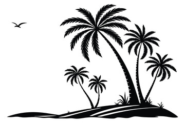 Palm tree shapes in various styles – tropical landscape and paradise decoration