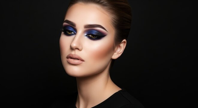 Stunning Smokey Eye Makeup Look Deep Blue and Black Eyeshadow