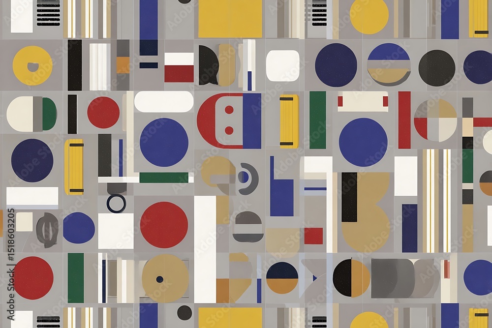 Aufkleber abstract geometric composition with circles and rectangles