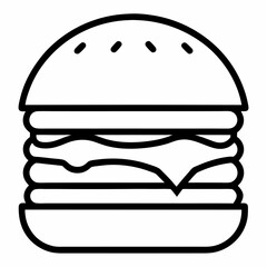 Juicy beef burger line art recipe.