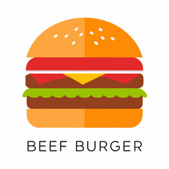 Juicy beef burger recipe icon.