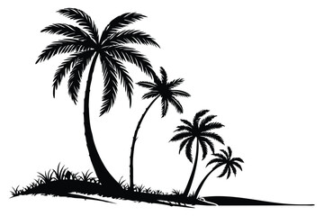 Palm tree shapes in various styles – tropical landscape and paradise decoration