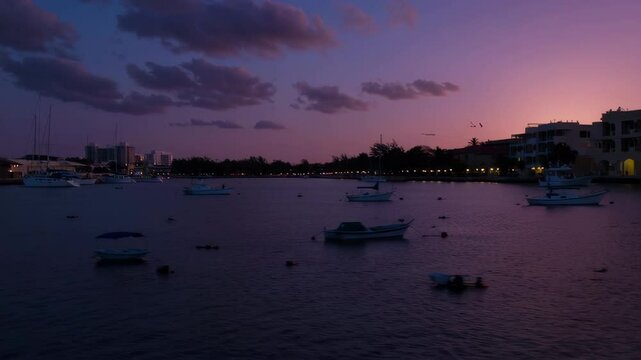 Sunset over simpson bay lagoon in saint martin, caribbean