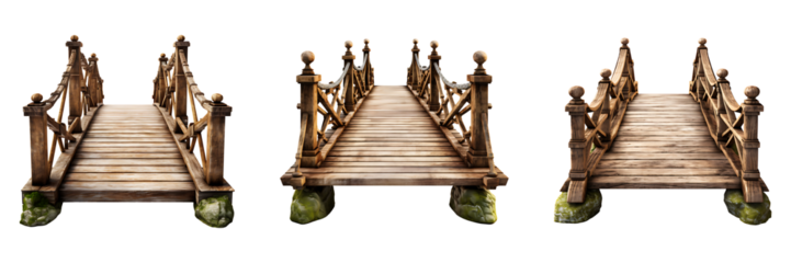 Collection or set of footbridges isolated on transparent background