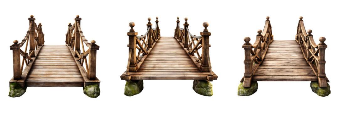 Collection or set of footbridges isolated on transparent background