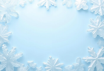 AI generated images of frozen christmas decoration, on a blue background