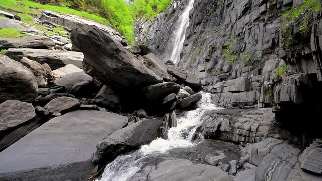 Cascade De La Muzelle in the Ecrins Mountains in the French Alps