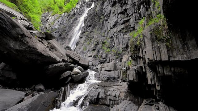 Cascade De La Muzelle in the Ecrins Mountains in the French Alps