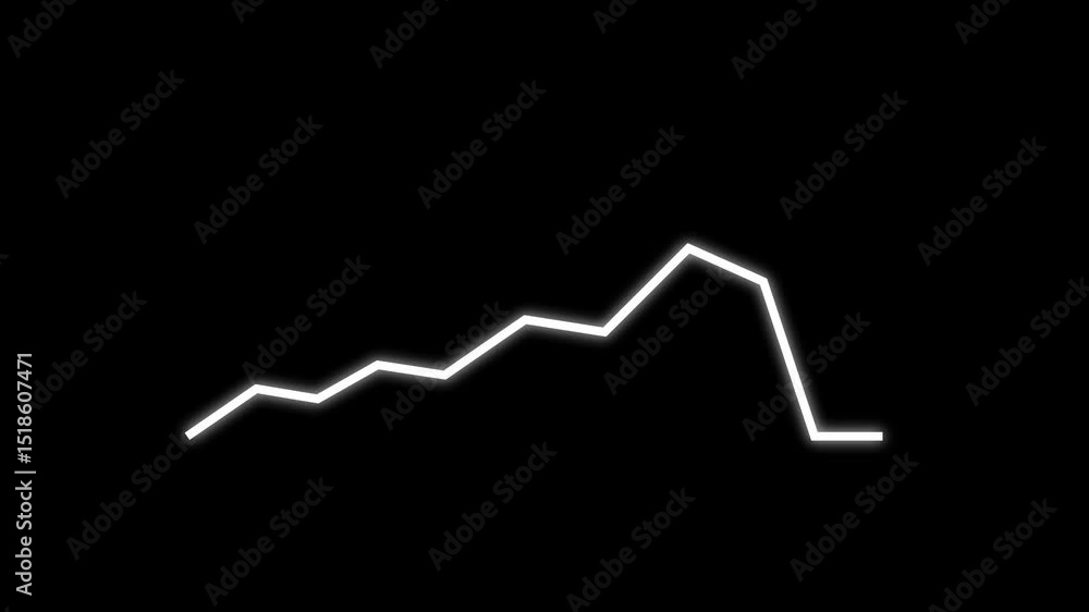 Poster glowing line chart graph - business development competition concept animation. business growth infog