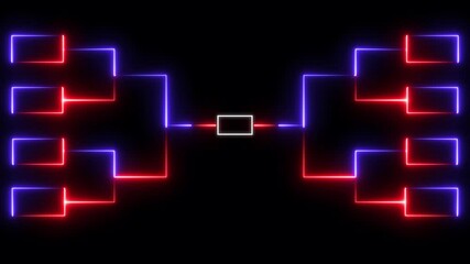 Animation of neon glowing team Tournament bracket templates isolated on black background. Championship bracket schedule for soccer, football, basketball, baseball or tennis. - Powered by Adobe