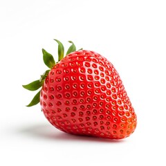 Single Fresh Red Strawberry Isolated on White Background