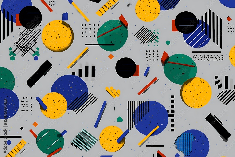 Poster retro abstract seamless circles and lines