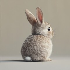 Obraz premium Cute baby rabbit, light beige fur, profile view