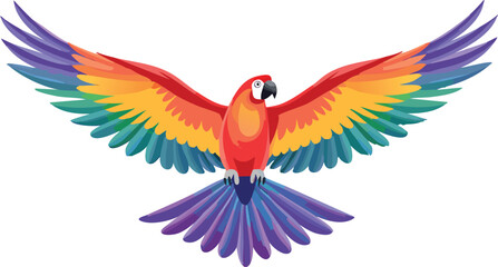 Obraz premium Flying Parrot with Rainbow Wings – Colorful Tropical Bird in Motion