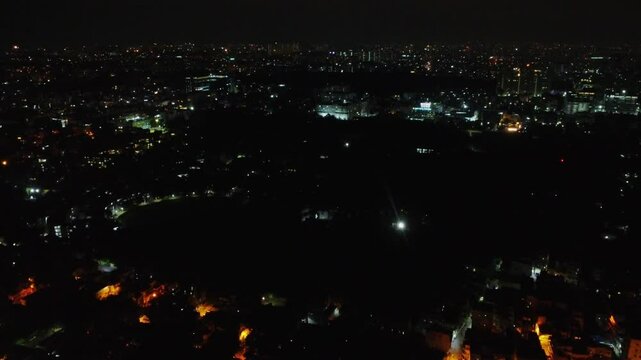 Aerial shot of beautiful fireworks in Bengaluru city after the Royal Challenger Bangalore (RCB) cricket team won the Indian Premier League (IPL) trophy 2025


