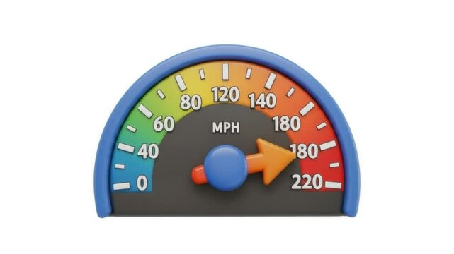 Colorful speedometer gauge showing measurement and performance levels
