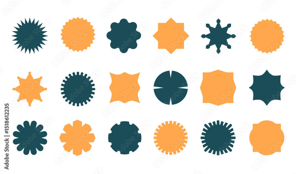 Poster flat retro badge shape set – vector emblem icons and geometric label elements collection