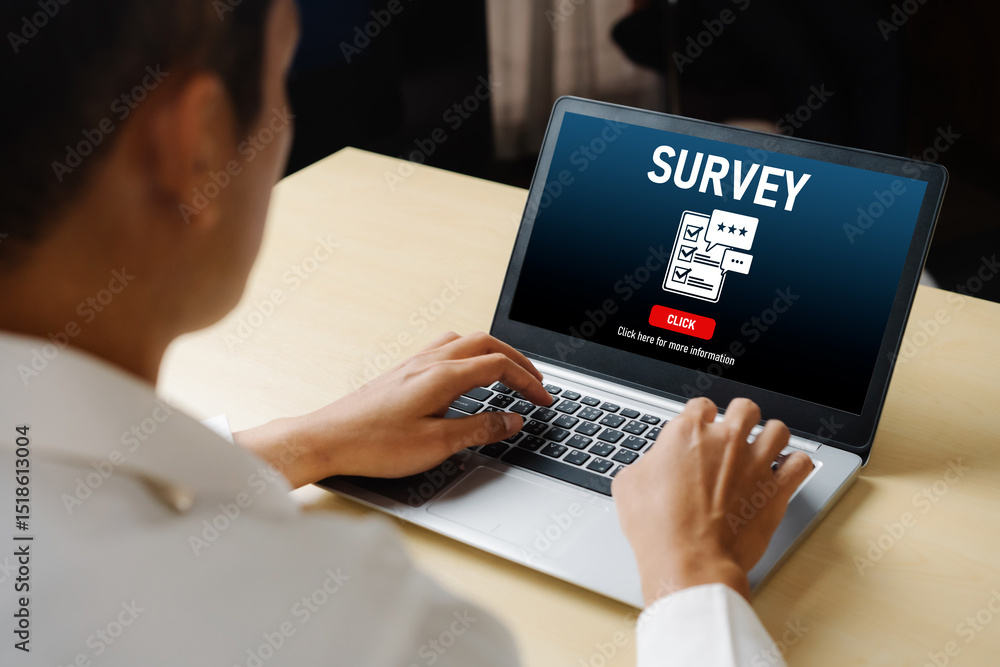 Poster online survey form for modish digital information collection on the internet network