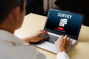 Gordijnen Online survey form for modish digital information collection on the internet network © InfiniteFlow