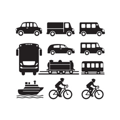 Fototapeta premium Transportation icons set black silhouettes