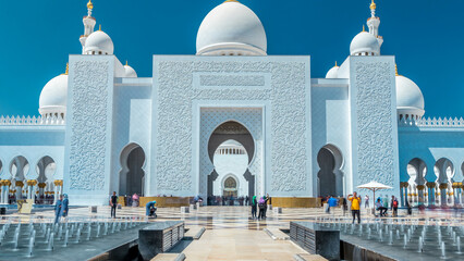 Sheikh Zayed Grand Mosque timelapse in Abu Dhabi, the capital city of United Arab Emirates