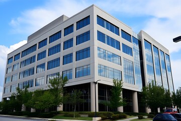 Obraz premium Modern Office Building with Reflective Windows
