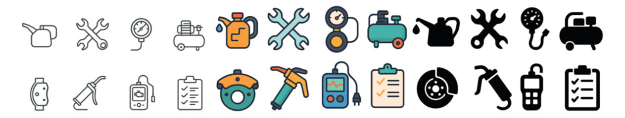 Tools and maintenance collection, repair symbols and equipment icons for projects