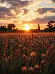 sunset over the field