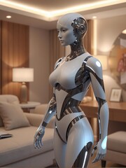 slim robot cyborg android AI assistant