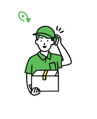 Young thoughtful guys think. Simple vector illustration material of a worried young businessman holding his head with a speech bubble.