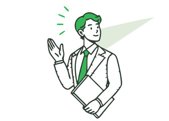 A Business man and woman in suit emphasizing a point. Office Workers Holding Documents, Pointing, and Waving for Corporate Presentation and Business Concept Design.