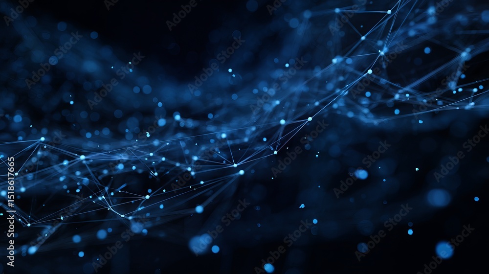Poster abstract blue digital network connection lines dots background technology futuristic elegant modern 