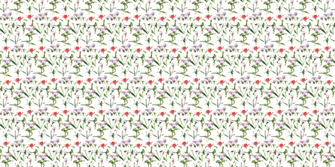 A collection of flowers. Sketches of blossoms with stalks and leaves. transparent, isolated set of different florets. A bush of wild roses. A spring yellow bloom twig. Watercolor painting. A vintage-s