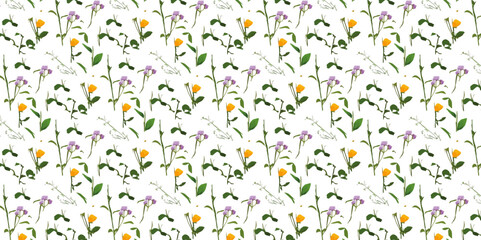 perfect pattern suitable for summer colors floral print. curtain shells on white background
