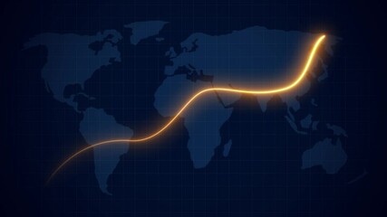 Global business growth neon glowing line and world map background animation 4k. Business, economy, financial services Abstract concept of global economy, financial technology, and data-driven markets - Powered by Adobe