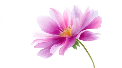 Fototapeta premium A delicate pink dahlia in full bloom radiating serenity and gentle beauty with soft watercolor textures and a bright