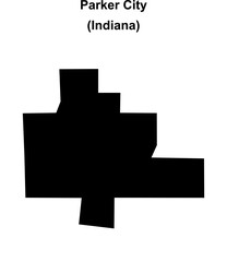 Parker City (Indiana) blank outline map