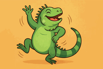 Ilustración de una iguana bailando