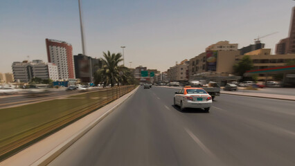 Drive on the streets of Ajman timelapse hyperlapse. Ajman is the capital of the emirate of Ajman in the United Arab Emirates.