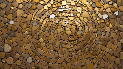 Shades of gold stone mosaic art abstract pattern of shapes
