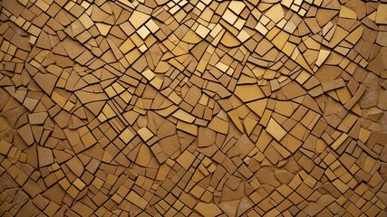 Shades of gold sand mosaic art abstract pattern of shapes