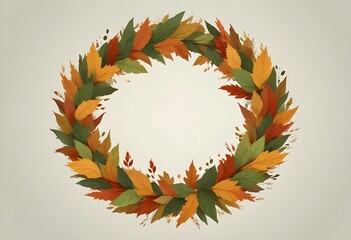 digital painting of a large green wreath made of dried leaves